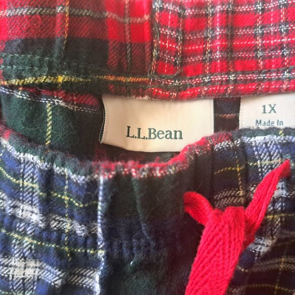 L.L. BEAN flannel patchwork PJ pants loungewear comfy plaid cotton ladies 1X - Picture 4 of 5